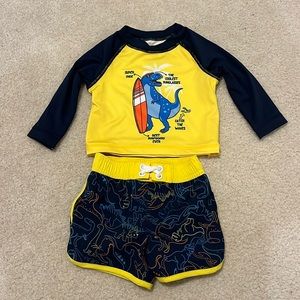 Wonder nation, new with tags, two piece boys swim in dinosaur print